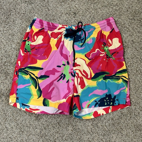 NWT Paisley & Gray Men's Gilligan Size Large Abstract Floral 6" Swim Trunks Pop - Picture 7 of 10